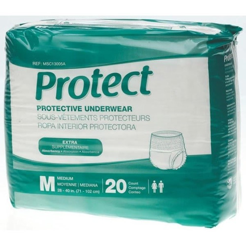 Medline Underwear, Extra Protective, Medium 28" To 40", Case Of 80