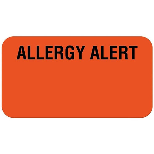 Rrd Allergy Alert Label 1-5/8"X7/8" Flourescent Red