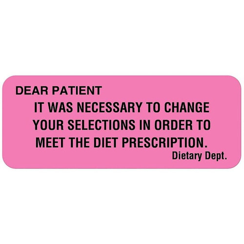 Rrd Nutrition Communication Labels 2-1/4"X7/8" Dear Patient