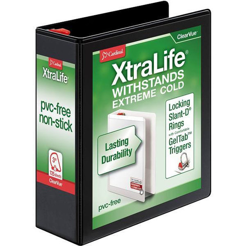Cardinal Xtralife 3" View Binder 725 Sheet Capacity D Ring Black