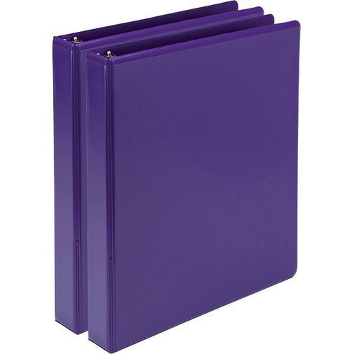 Samsill 1" View Binder 200 Sheet Capacity Round Ring Purple Package Of 2