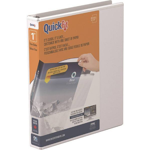 Stride Quickfit 1" View Binder 200 Sheet Capacity Round Ring White