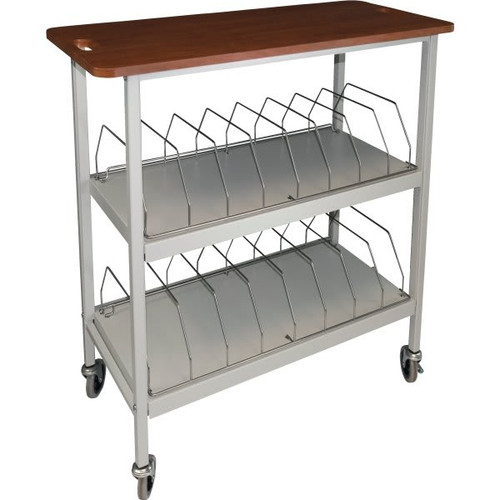 Omnimed Artisan Open Chart Rack, 16 Cap, Cherry Thermofoil Top, Grey