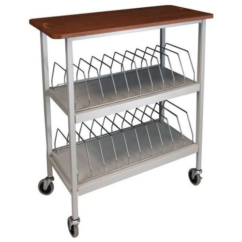 Omnimed Artisan Open Chart Rack, 20 Cap, Cherry Thermofoil Top, Beige