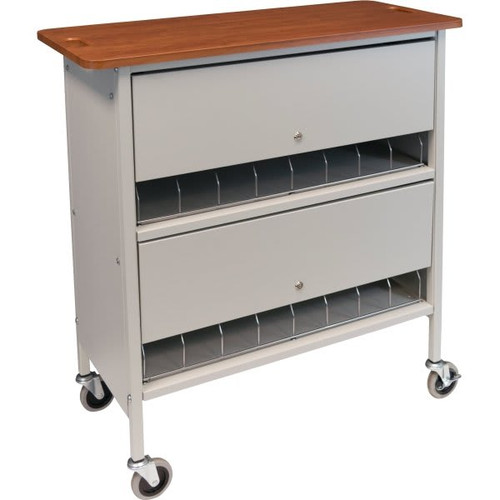 Omnimed Artisan Privacy Cabinet Chart Rack, 16 Cap, Cherry Thermofoil Top, Grey