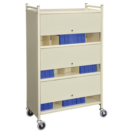 Omnimed Beige Versa Locked Cabinet Style Moble Rack With Three Shelves