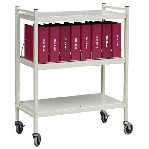 Omnimed Big Beam Vertical Open Chart Rack 5 Shelves 32 Chart Capacity Beige