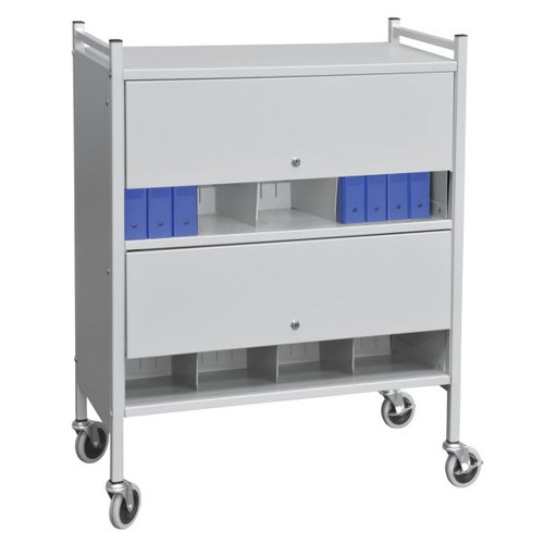 Omnimed Light Grey Versa Locked Cabinet Style Moble Rack With Two Shelves