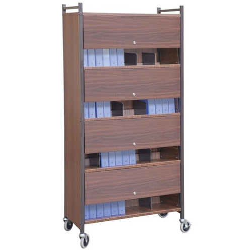 Omnimed Woodgrain Versa Locked Cabinet Style Moble Rack With Four Shelves