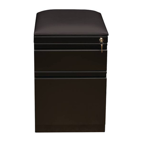 Hirsh 20" Deep Letter Width Mobile Pedestal File Cabinet 2 Drawer Box-File With Seat Cushion, For Home And Office, Black / Black