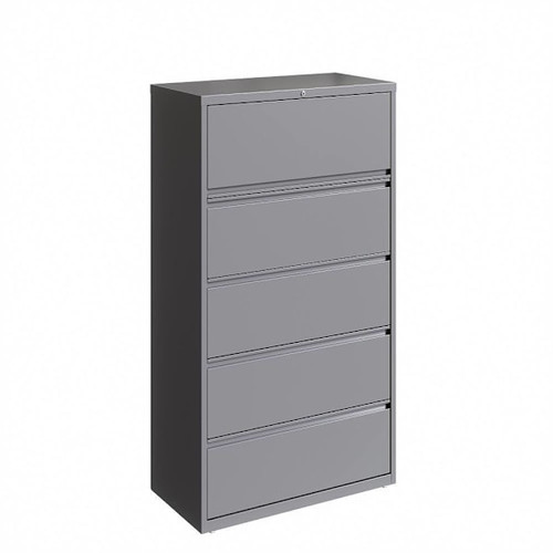 Hirsh 36" Wide 5 Drawer Metal Lateral File Cabinet For Home And Office, Holds Letter, Legal And A4 Hanging Folders, Arctic Silver