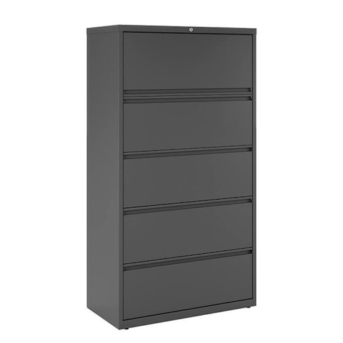 Hirsh 36" Wide 5 Drawer Metal Lateral File Cabinet For Home And Office, Holds Letter, Legal And A4 Hanging Folders, Charcoal