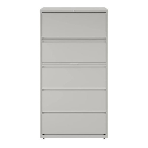 Hirsh 36" Wide 5 Drawer Metal Lateral File Cabinet For Home And Office, Holds Letter, Legal And A4 Hanging Folders, Light Gray