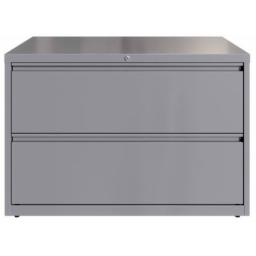Hirsh 42" Wide 2 Drawer Metal Lateral File Cabinet For Home And Office, Holds Letter, Legal And A4 Hanging Folders, Arctic Silver
