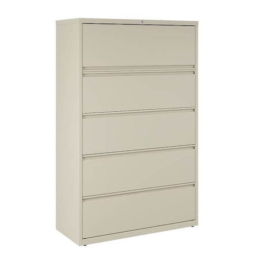 Hirsh 42" Wide 5 Drawer Metal Lateral File Cabinet For Home And Office, Holds Letter, Legal And A4 Hanging Folders, Putty