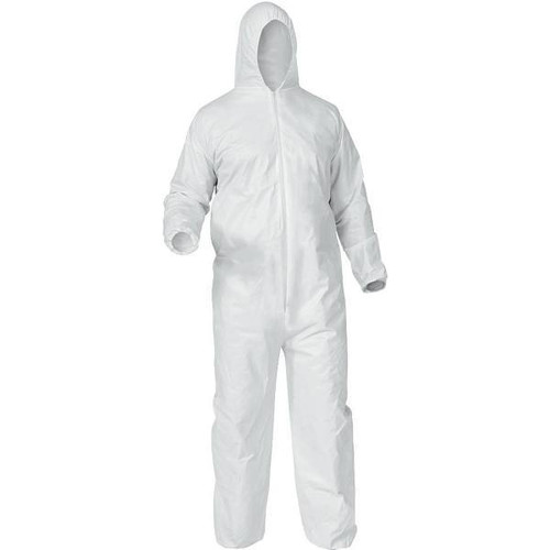 Kleenguard 35 Disp Coveralls Liquid And Particle Protection Unisex Hooded Wh Xl