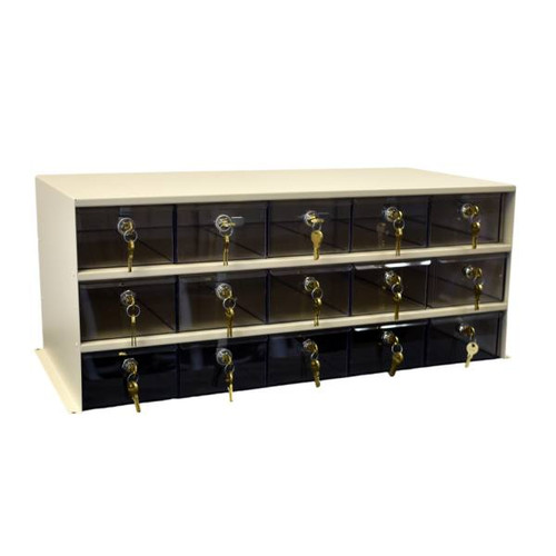 Omnimed Adapticab Storage Solution 15 Med Acrylic Drawers W/Locks Beige Cabinet
