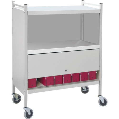 Omnimed Omnicart Chart Rack In Beige Holds 8 Binders Locking Panel 1 X 8"