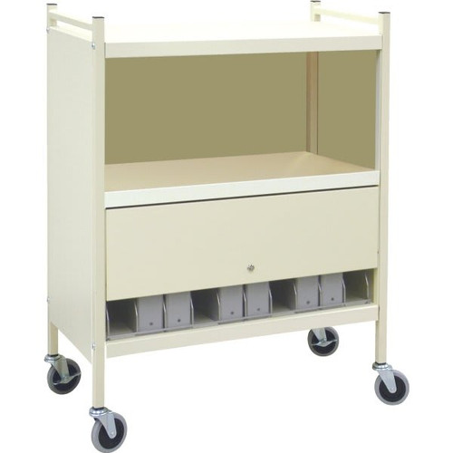 Omnimed Omnicart Chart Rack In Woodgrain Holds 10 Binders Locking Panel