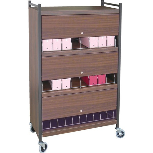Omnimed Omnicart Chart Rack In Woodgrain Holds 24 Binders Locking Panel 3 X 8"