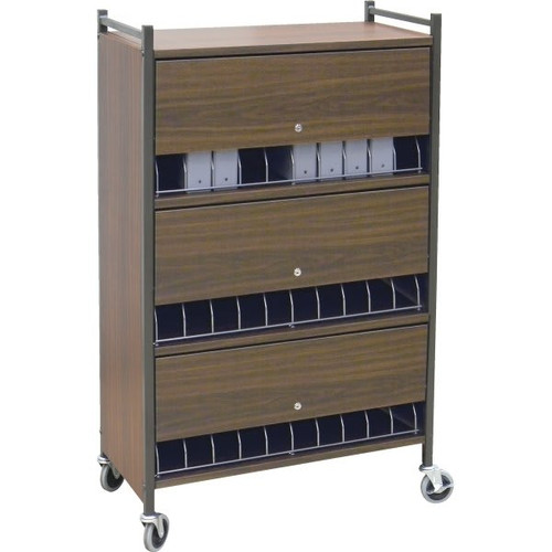 Omnimed Omnicart Chart Rack In Woodgrain Holds 30 Binders Locking Panel 3 X 10"