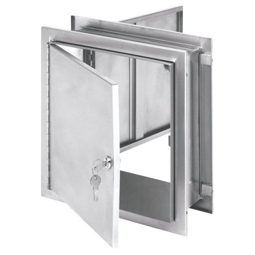 Omnimed Stainless 8 1/8" Pass-Through Lockable Cabinet With Adjustable Flange