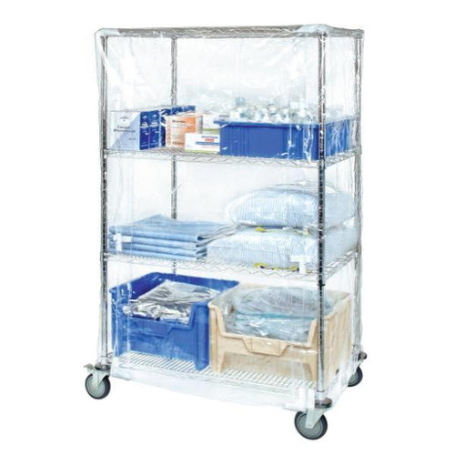 Quantum Storage Systems Cart Cover Clear Vinyl Zipper Closure 18wx48lx63h Inch