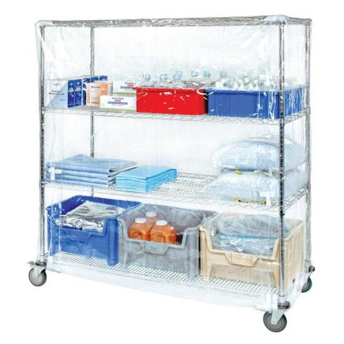 Quantum Storage Systems Cart Cover Clear Vinyl Zipper Closure 18wx60lx74h Inch