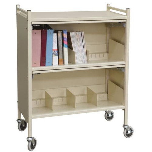 Omnimed 2 Shelf Versa Rack W/ Full Locking Panel, Flat Key, Beige Powder Coat