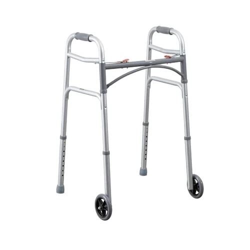 Medacure Junior 2 Button Folding Walker With 5" Wheels