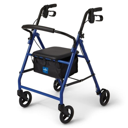 Medline Basic Steel Rollator With 6" Wheels Blue
