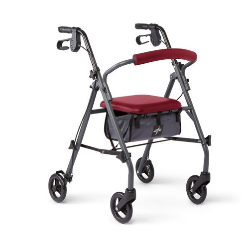 Medline Rollator W/6" Wheels Microban Treated Touch Points/Seat Burgundy