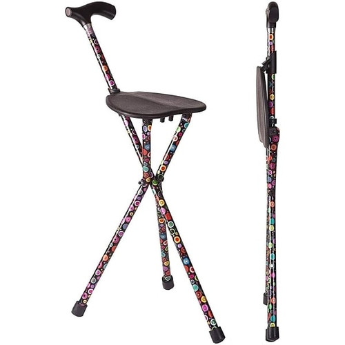 Switch Sticks 34" Aluminum Folding Walking Cane With Seat, Bubbles