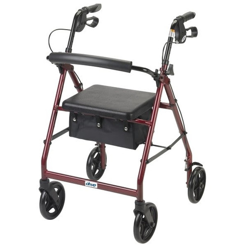 Drive Medical Design Rollator,7.5" 4whl.alum.padst,red