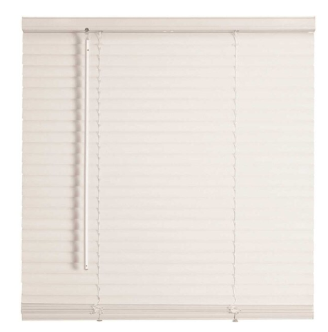 28'' x 64'' x 1'' White Vinyl Light Filtering Cordless Mini Blind