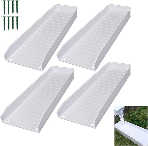 Rain Gutter Downspout Extension, Downspout Splash Block Gutter Splash Guards Downspout Extender Gutter Extensions for Downspout Plastic 16” (White A - 4PCS)