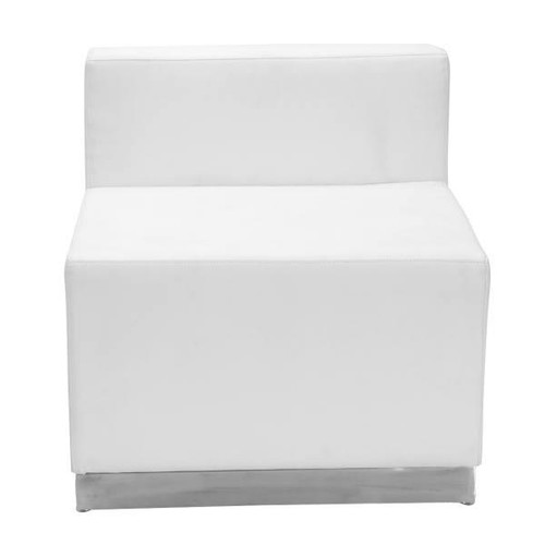 Flash Furniture Hercules Alon Series Melrose White Leather Chair, Brushed Stainless Steel Base