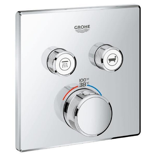 Grohe Grohtherm Smartcontrol Dual Function Thermostatic Trim W/ Control Module Square Starlight Chrome