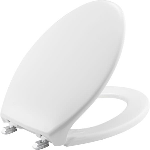 Bemis Self Sustaining Check Hinge Elongated Plastic Closed Front Toilet Seats In White , Pack Of 6