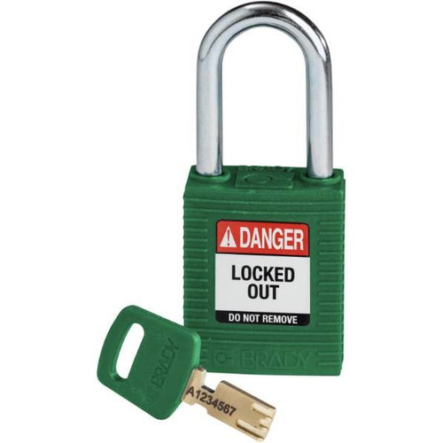 Brady Safekey 1.5 In Steel Shackle Keyed Different Nylon Padlock (12-Pack) (Green)