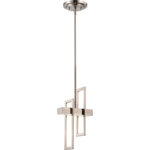 Satco Frame 8 In. 1-Light Pendant Fixture W/ Frosted Glass (Brushed Nickel)
