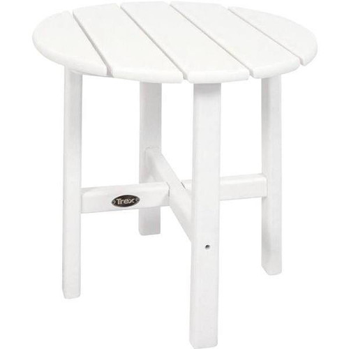 Trex Outdoor Furniture 18 In. White Cape Cod Classic Round Plastic Outdoor Patio Side Table