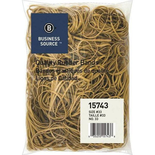 Business Source 3-1/2 In. X 1/8 In. Size 33 Rubber Bands (Natural Crepe) (600-Pack)