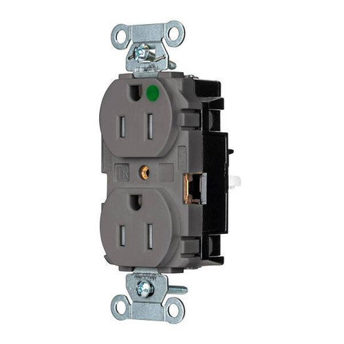 Hubbell Wiring Edgeconnect 15a 125v X-Hd Hosp Duplex Recp Gray Package Of 10
