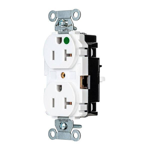Hubbell Wiring Edgeconnect 20a 125v X-Hd Hosp Duplex Recp White Package Of 10