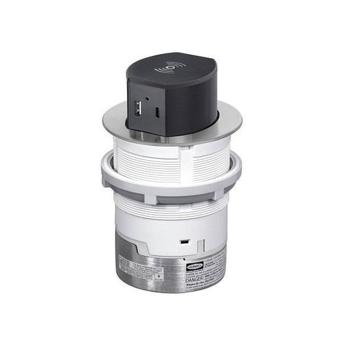 Hubbell Wiring 20 Amp 125 Volt Countertop Outlet Wireless Charging Aluminum