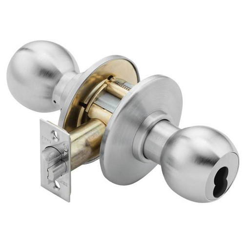 Best Grade 1 Entrance Cylindrical Lock, 4 Knob, Sfic Less Core, Satin Chrome