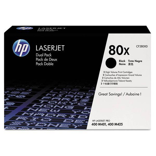 HP 80x High-Yield Black Original Laserjet Toner Cartridges Package Of 2