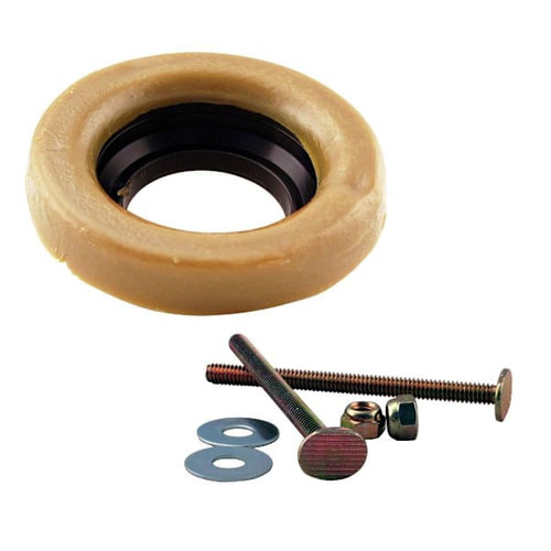 Westbrass Wax Toilet Bowl Gasket With Flange #1 With Brass Closet Bolt Set