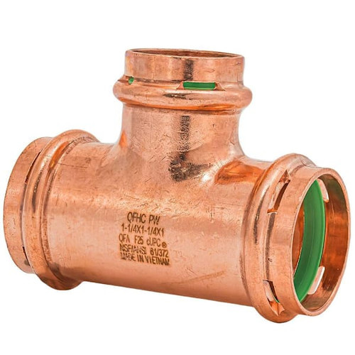 Quickfitting Surepress 1-1/4" X 1-1/4" X 1" Press Copper Reducing Tee Fitting